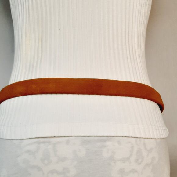 Zara Tan Split Leather Suede Skinny Belt  Made In Spain main image 7